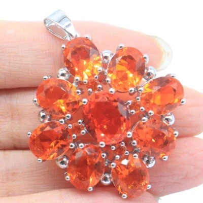 Colgante de plata SheCrown Big Gemstone 14 g naranja granate mujer citas Foto 1 de 2