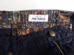 Atelier Munro Pants W34 Blue Italy Corduroy Excellent Condition Slim Navy - Picture 1 of 9
