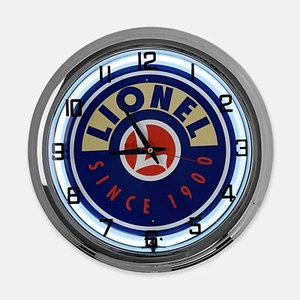 18" Lionel Train Since 1900 Metal Sign Designed White Neon Clock - SIGNBOX - Picture 1 of 10