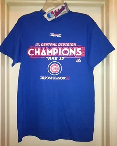 NWT Authentic Chicago Cubs T-Shirt MLB Majestic NLCD Champs Locker Room Men's L - Picture 1 of 8