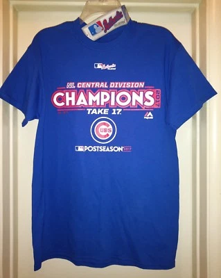 New Chicago Cubs Authentic Locker Room Majestic Shirt NL Central Division Champs - Image 1 of 4