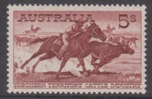 AUSTRALIA: 1961-64 5/- Cattle, Cream Paper BW #373, fine MUH, Cat $30. - Picture 1 of 2