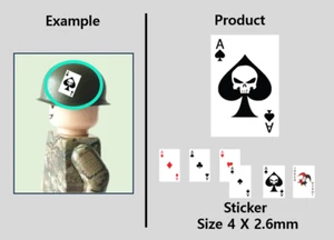(4mm) Playing card sticker / ww2 US army spades Ace Joker vietnam helmet - Picture 1 of 8