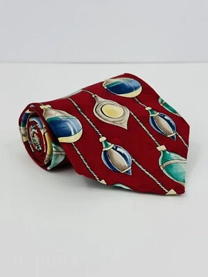 Corbata de cuello vintage Wembley adorno de Navidad estampado hecho en EE. UU. seda 🚔 2 Foto 1 de 4