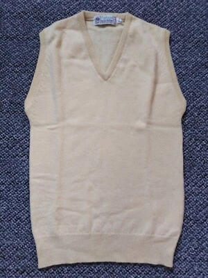 Vintage Yellow Pure New Wool Tank Pullover Sleeveless Cardigan -To fit Chest 36" - Image 1 of 3