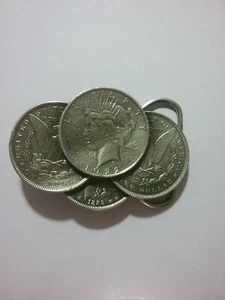 Vtg 1982 Great American Buckle Co. Silver Dollar Coin Cluster Belt Buckle H1013 - Picture 1 of 6