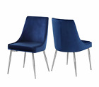 Meridian Furniture 784-Navy Karina Velvet Dining Side Chair Set of 2