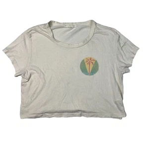 Truly Madly Deeply UO Palm Tree Short Sleeve Crop Top Off White Womens S Small - Picture 1 of 4