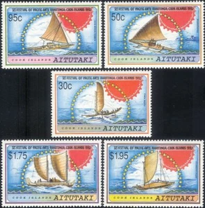 Aitutaki 1992 Festival of Pacific Arts/Canoes/Boats/Transport 5v set (b1912d) - Picture 1 of 1