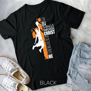 Christian Basketball Shirts Boys Girls Gift Philippians 4-13 Unisex T-shirt - Picture 1 of 11
