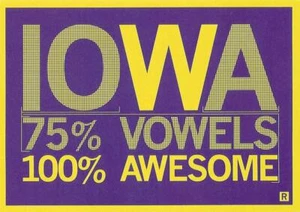 Postkarte "Iowa - 75% Vokale, 100% genial" postfrisch Humor postfrisch ungelaufen - Bild 1 von 1
