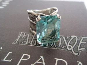 SILPADA RETIRED Sterling Silver 925 Aqua Large Blue Glass Ring Size 5 3/4 R1608 - Picture 1 of 13