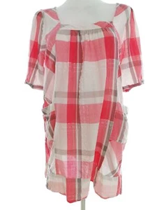 Vero moda T. XL Rojo Blusa Túnica Manga corta Cuadros Bolsillos - Imagen 1 de 5