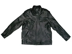 Vintage Marc Buchanan Pelle Pelle Black Cracked Leather Moto Jacket Mens 56 - Bild 1 von 15