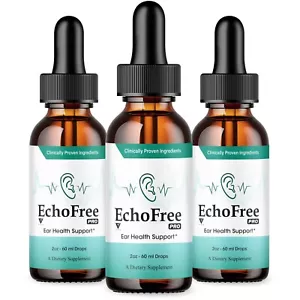 (3 Pack) EchoFree Pro Liquid Drops, Echo Free Advanced Tinnitus Support (6oz) - Picture 1 of 7