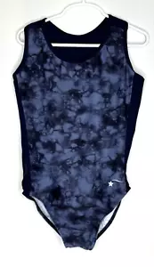 Destira CL Child Large Girls Gymnastics Leotard Blue Marbled Design Knit - Picture 1 of 5
