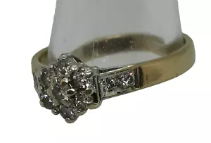 Pretty Brilliant-cut Diamond Cluster Ring, Size L1/2 - Picture 1 of 6