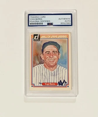 Yogi Berra Autografiado 1983 Donruss Salón de la Fama Héroes #24 Certificado de Autenticidad JSA Pequeña Mancha Foto 1 de 4