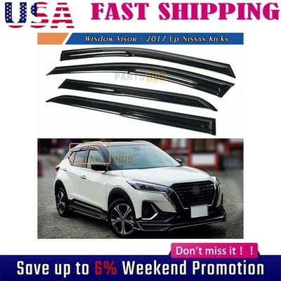 Para Nissan Kicks JDM 2017-2024 3D Ondulado Mugen Estilo Ventana Visera Ventilación Lluvia Foto 1 de 4