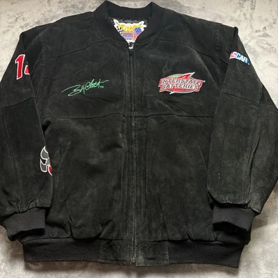 Vintage Interstate Batteries Suede Jacket Mens XL Black Bobby Labonte #18 Nascar - Image 1 of 4