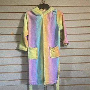 Rainbow Unicorn Kids Bath Robe Hooded Costume Cosplay Plush Colorful 6-7Y - Picture 1 of 6
