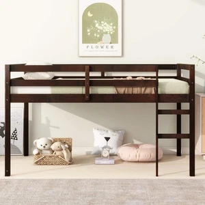 Cama tipo loft doble de madera maciza, goma con escalera, plataforma de cama de Strengthe - Imagen 1 de 19