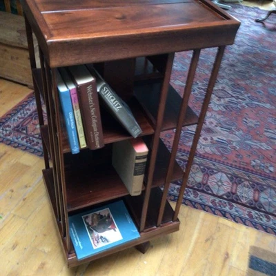 Vintage walnut revolving bookcase 3 tier, exquisite condition - Image 1 of 3