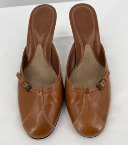 Cole Haan City Women's Mule Loafer Buckle Slip On Kitten Heel 7.5 B Tan Leather - Picture 1 of 10