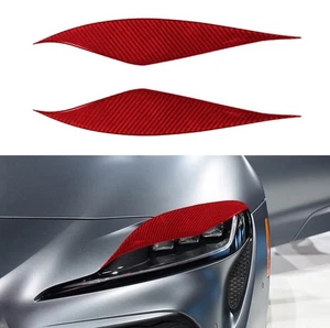 Red Real Carbon Fiber Headlight Eyebrow Cover Decal Trim Fits 21-25 Supra A90 - Foto 1 di 5