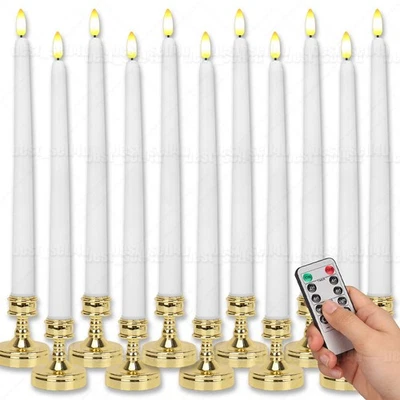 6 peças velas cônicas LED cintilantes sem chama + castiçais com controle remoto - Imagem 1 de 4