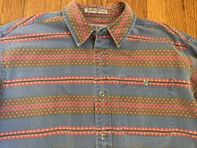 Vintage Orvis Shirt Men's Blue M Western Aztec Print  Button Up - Image 1 of 4