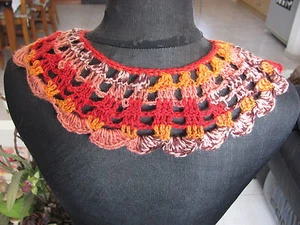 HANDMADE CROCHETED COLLAR NECKLESS SOFT  CHANGING COLORS THREAD ONE OF A KIND - Picture 1 of 5