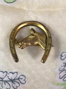 Vintage Rolled Gold Horseshoe Horse Brooch / Pin by AJH - Picture 1 of 6