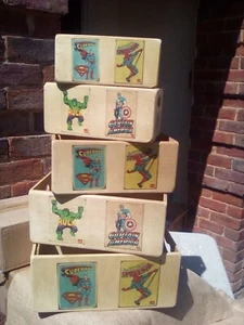 SALE!!  Retro style "SUPERHEROES" wooden storage box/crate -5 sizes. MARVEL ETC - Picture 1 of 2