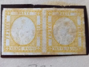BRIEFMARKE 1861 KÖNIG V EMANUEL II 20 GR. DRUCKFEHLER 2 ORANGE GELB - Bild 1 von 3