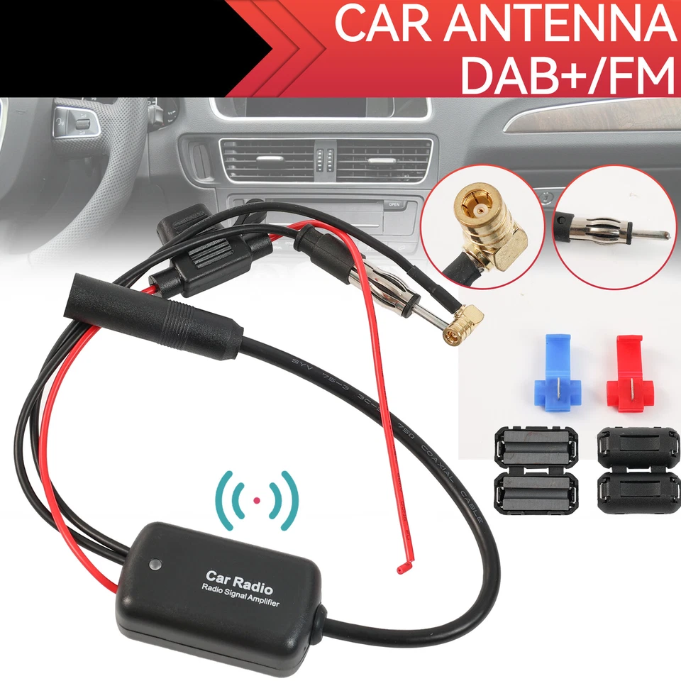 Stereo Aerial DAB 12V AM FM Radio Car Antenna Amplifier Splitter Signal Booster - Image 1 of 4