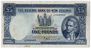 New Zealand Circulated Five Pound Bank Note 5 - Picture 1 of 2