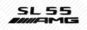 New Gloss Black Emblems Logos Letters for Mercedes-Benz SL55 V8 Biturbo AMG R230 - Bild 1 von 8