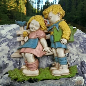 Puppy Love Boy Girl Dart Industries Plastic Hanging 3D Wall Plaque 1977 - Picture 1 of 13