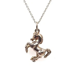 38.5cm Kette mit Pferd Anhänger 925 Silber Schmuck steigender Hengst Halskette - Bild 1 von 9