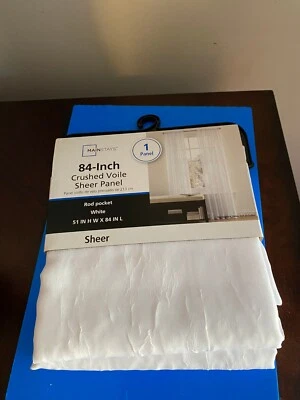 BRAND NEW MAINSTAYS SINGLE PANEL 84 INCH SHEER CRUSHED VOILE CURTAIN WHITE - Image 1 of 4