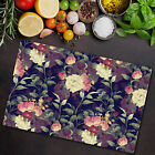 Glass Induction Ceramic Hob Cover Vintage Flowers Composition Floral Leaves 