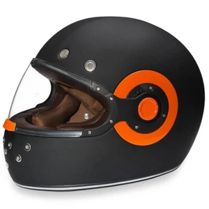 Daytona R1-O-2XL Helmets Retro DOT Approved Bike Dull Black Orange - 2XL - Picture 1 of 6