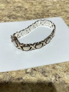 Pulsera de eslabones huecos de plata de ley 925 firmada por ALF Italia XO Love 7,5"" - Imagen 1 de 4