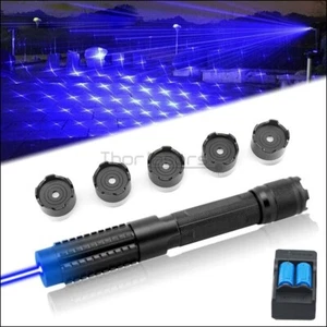 Adjustable Focus Blue Laser Pointers Visible Beam With Charger & Batteries - Picture 1 of 11