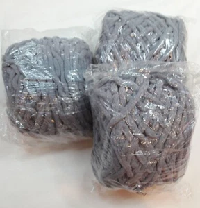 NEW, Set of 3, 100g Skeins Dark Grey Chunky Chenille/Velvet Knit/Crochet Yarn - Picture 1 of 3
