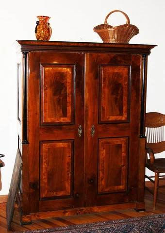 Antique 1820-40s Cherry Biedermeier French Empire Style Armoire Closet Austrian Cover