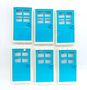 LEGO 6 x WHITE DOOR FRAMES AND 6 x AZURE DOORS (1x4x6 pin) - Brand New - Picture 1 of 4