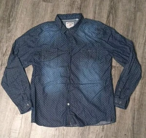 Thread & Cloth Jeanshemd Herren XL blau geometrisches Muster Western Wear Chambray - Bild 1 von 9