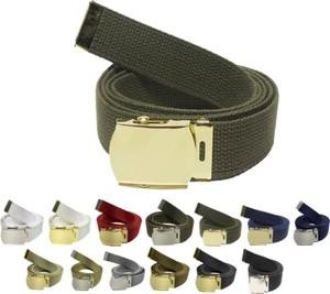 Army Web Belt 100% Cotton Canvas Military Color Adjustable Strong Belts 54" Long - Picture 1 of 14